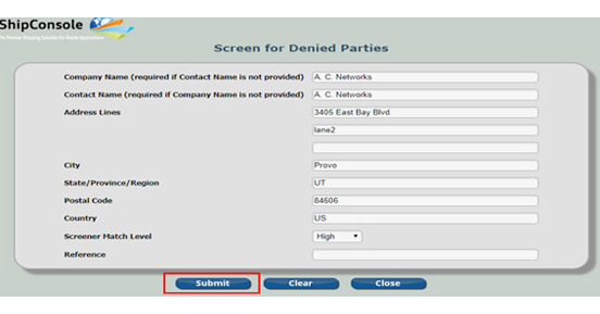 oracle denied party screening